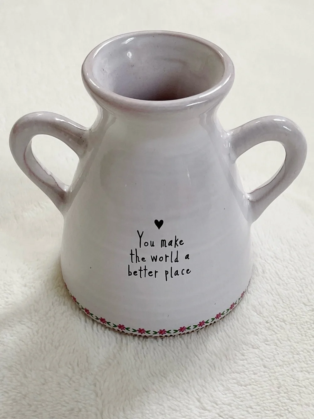 Natural Life Artisan Bud Vase You Make the World a Better Place Double Handle